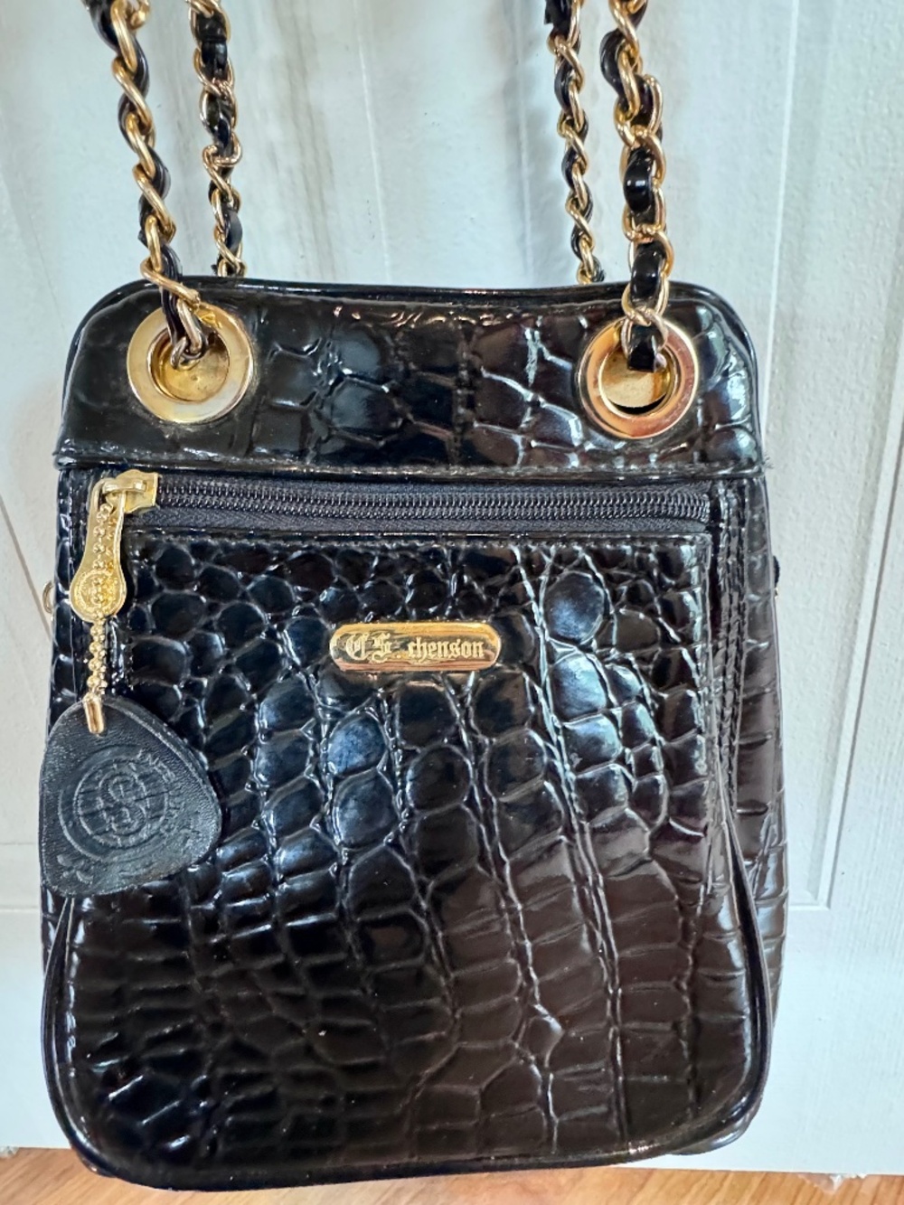 Magnifique sac à main vintage chic années 90 croco